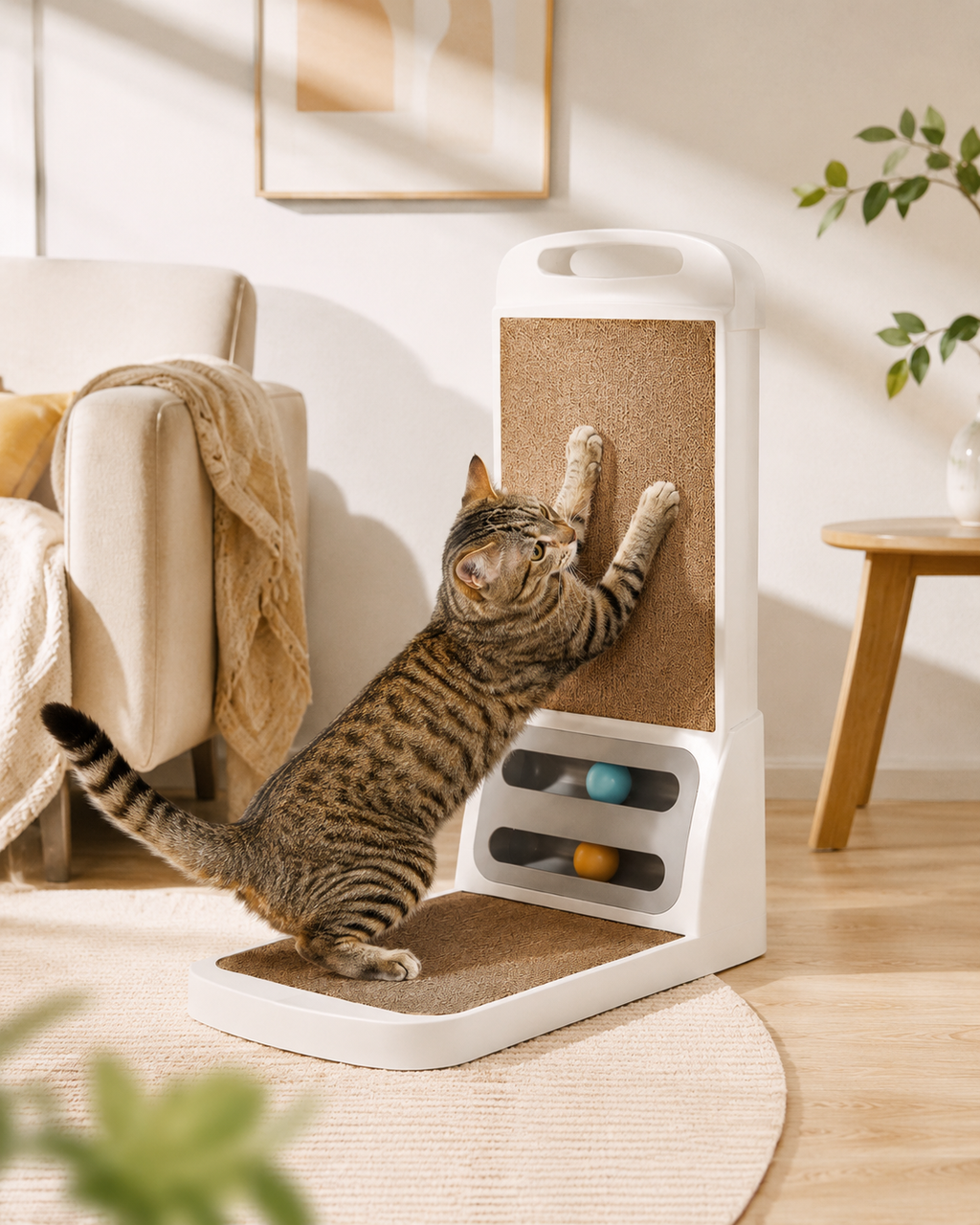 Griffoir Multifonction pour Chat avec Balles de Jeu