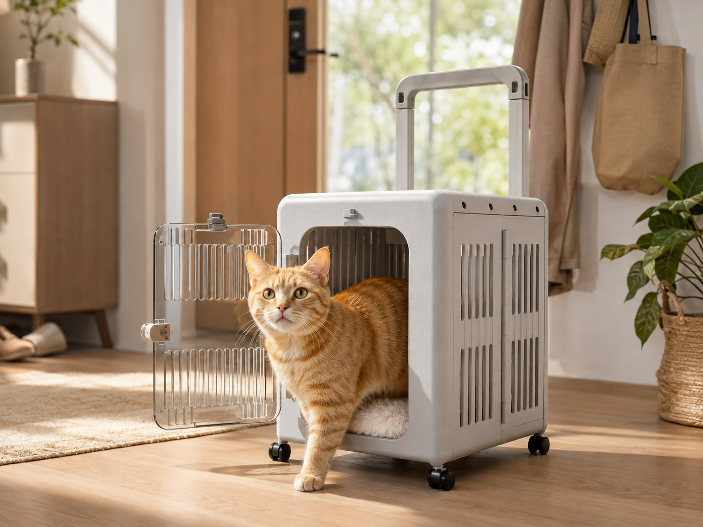 Valise de Transport à Roulettes pour Chat