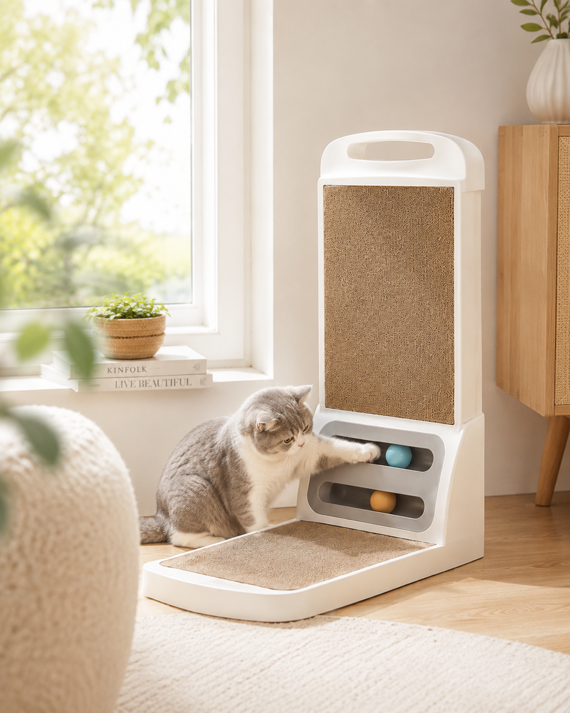 Griffoir Multifonction pour Chat avec Balles de Jeu
