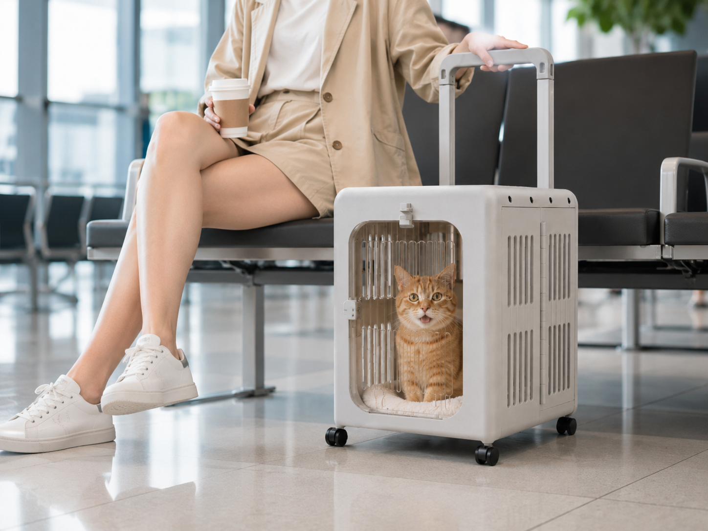 Valise de Transport à Roulettes pour Chat