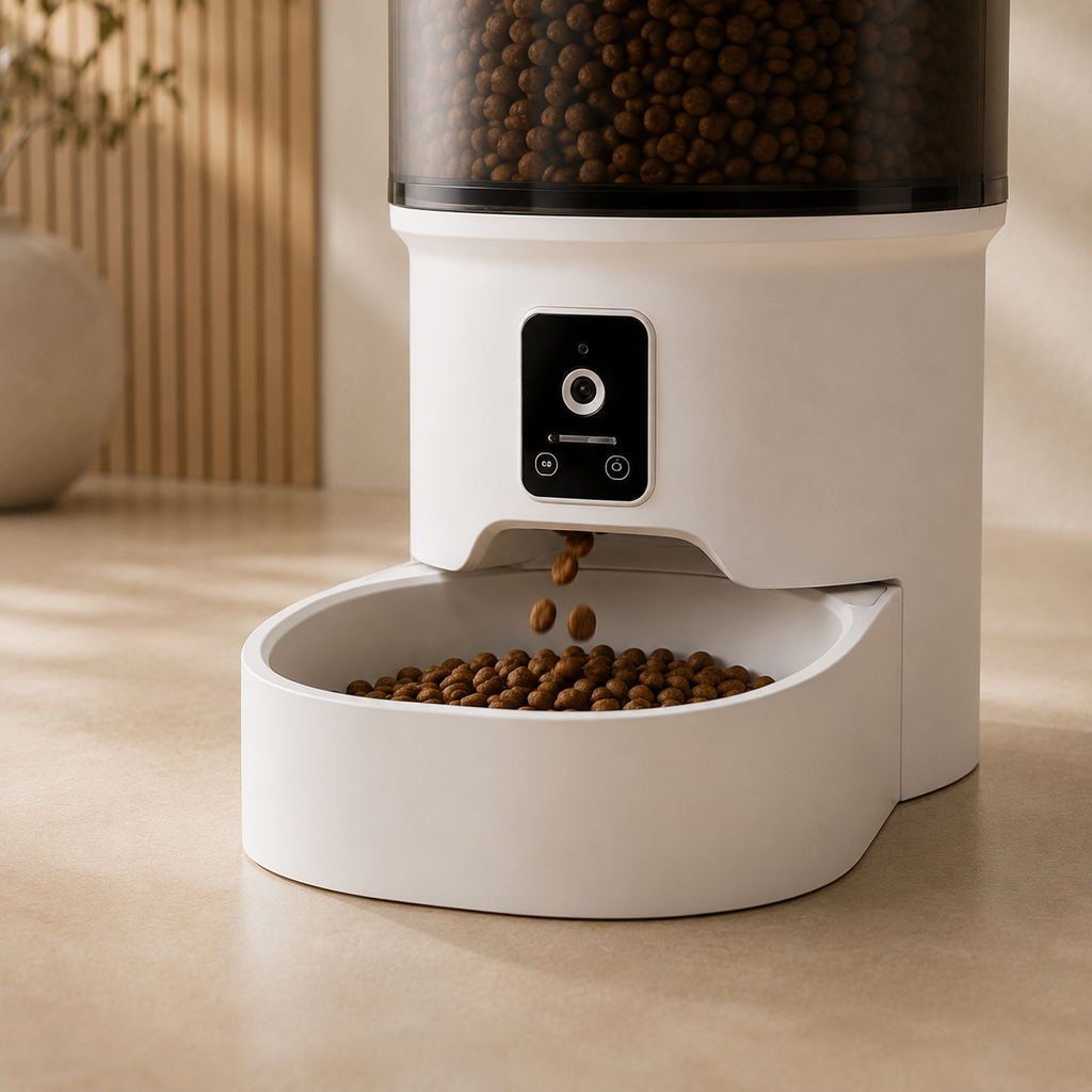 Distributeur automatique connecté pour chat avec caméra HD et application mobile