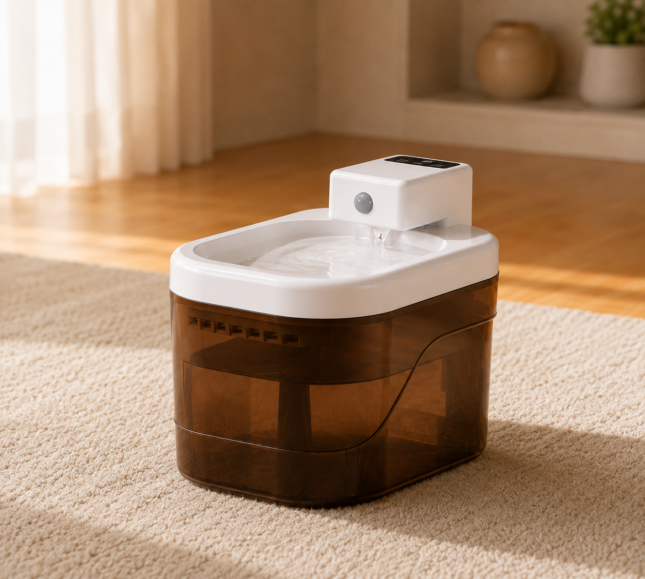 Fontaine à eau automatique marron pour chien avec base chauffante House Of Pets