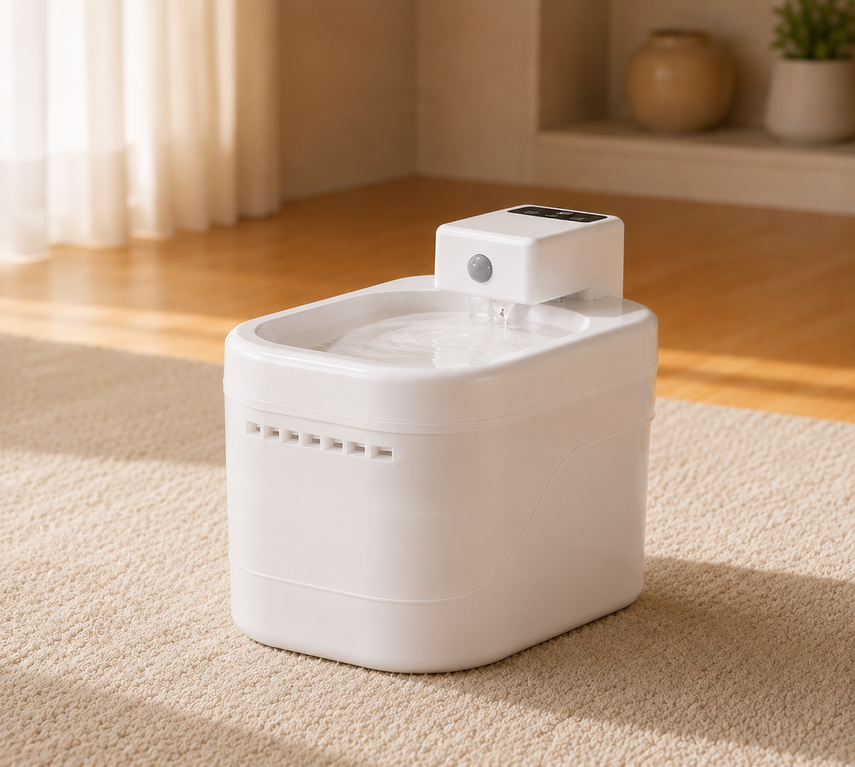 Fontaine à eau automatique pour chat avec base chauffante House Of Pets full blanche 